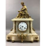 A VICTORIAN ALABASTER AND GILT METAL CLOCK