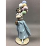 A LLADRO FIGURE OF A GIRL HOLDING BALLOONS AND OTHER CERAMICS