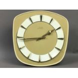 A 1950S/60S JUNGHANS WALL CLOCK OF ART DECO DESIGN AND A TABLE LAMP