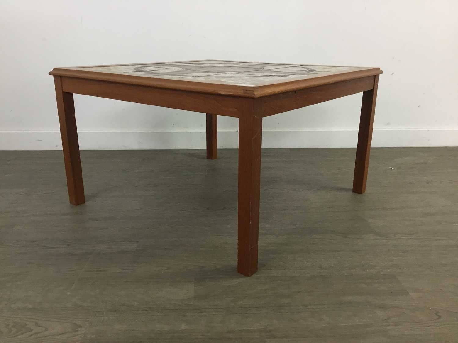 A DANISH TEAK TILE-TOPPED COFFEE TABLE