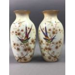 A PAIR OF EARLY 20TH CENTURY CROWN DUCAL VASES AND ANOTHER