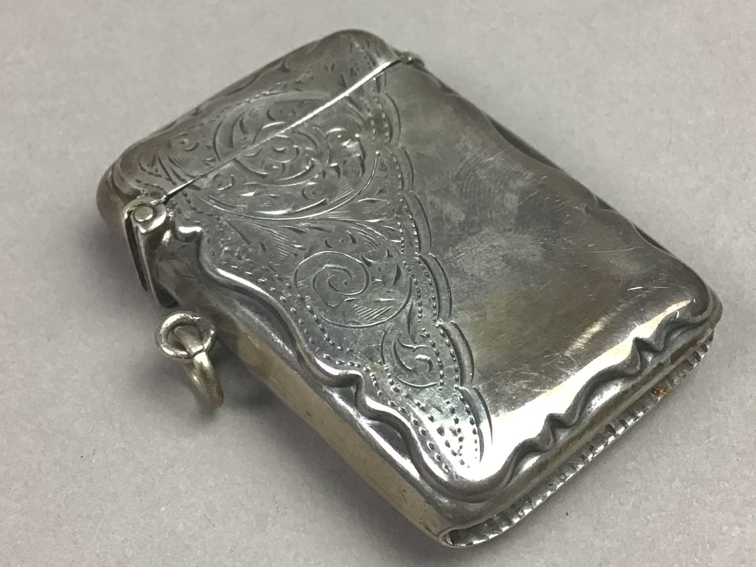 TWO SILVER VESTA CASES AND OTHER ITEMS