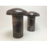 A PAIR OF INDUSTRIAL STONEWARE VENT COVERS