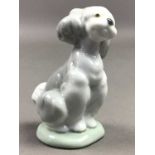 A LLADRO MODEL OF A DOG, A DOULTON FIGURE OF A GIRL AND A HUMMEL FIGURE