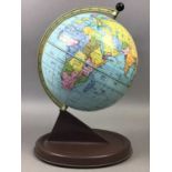 A CHAD VALLEY TABLE TERRESTRIAL GLOBE AND ANOTHER GLOBE
