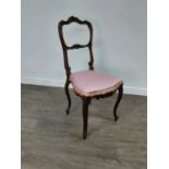 A FRENCH WALNUT BEDROOM CHAIR