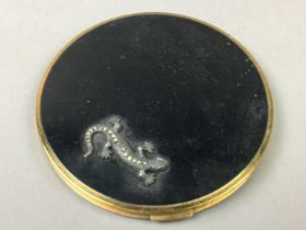 A VOGUE LIZARD COMPACT, OTHER COMPACTS AND COSTUME JEWELLERY