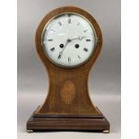 AN EDWARDIAN BALLOON CASE MANTEL CLOCK AND OTHER OBJECTS