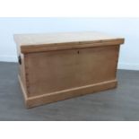 A PINE BLANKET CHEST AND A SMALL OCCASIONAL TABLE