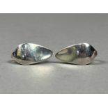 A PAIR OF DANISH SILVER LEAF EARRINGS BY GEORG JENSEN