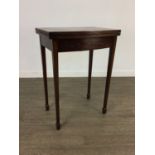 A 19TH CENTURY BOW FRONT FOLD OVER CARD TABLE