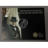 SIR WINSTON CHUCHILL 2015 UK £20 FINE SILVER COIN AND OTHER COINS