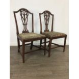 A PAIR OF OAK DINING CHAIRS AND SIX OTHER CHAIRS