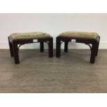 A PAIR OF MAHOGANY FOOTSTOOLS