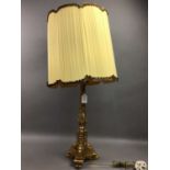 TWO GILT COMPOSITION TABLE LAMPS