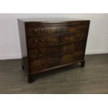 A 19TH CENTURY MAHOGANY CHEST OF FOUR DRAWERS