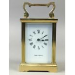 A BRASS MAPPIN & WEBB CARRIAGE CLOCK