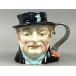 A BESWICK CHARACTER JUG OF CAPTAIN CUTTLE AND THREE OTHERS