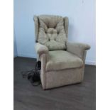 AN UPHOLSTERED ELECTRIC RECLINER ARMCHAIR