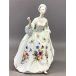 A ROYAL DOULTON FIGURE OF 'DIANA' AND FIVE OTHERS