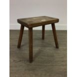 AN OAK RECTANGULAR STOOL