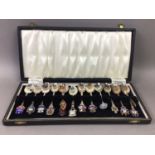 SILVER AND PLATED SOUVENIR SPOONS IN FITTED CASE