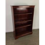 A MAHOGANY OPEN BOOKCASE