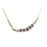 A SAPPHIRE AND MOISSANITE NECKLET AND A BRACELET