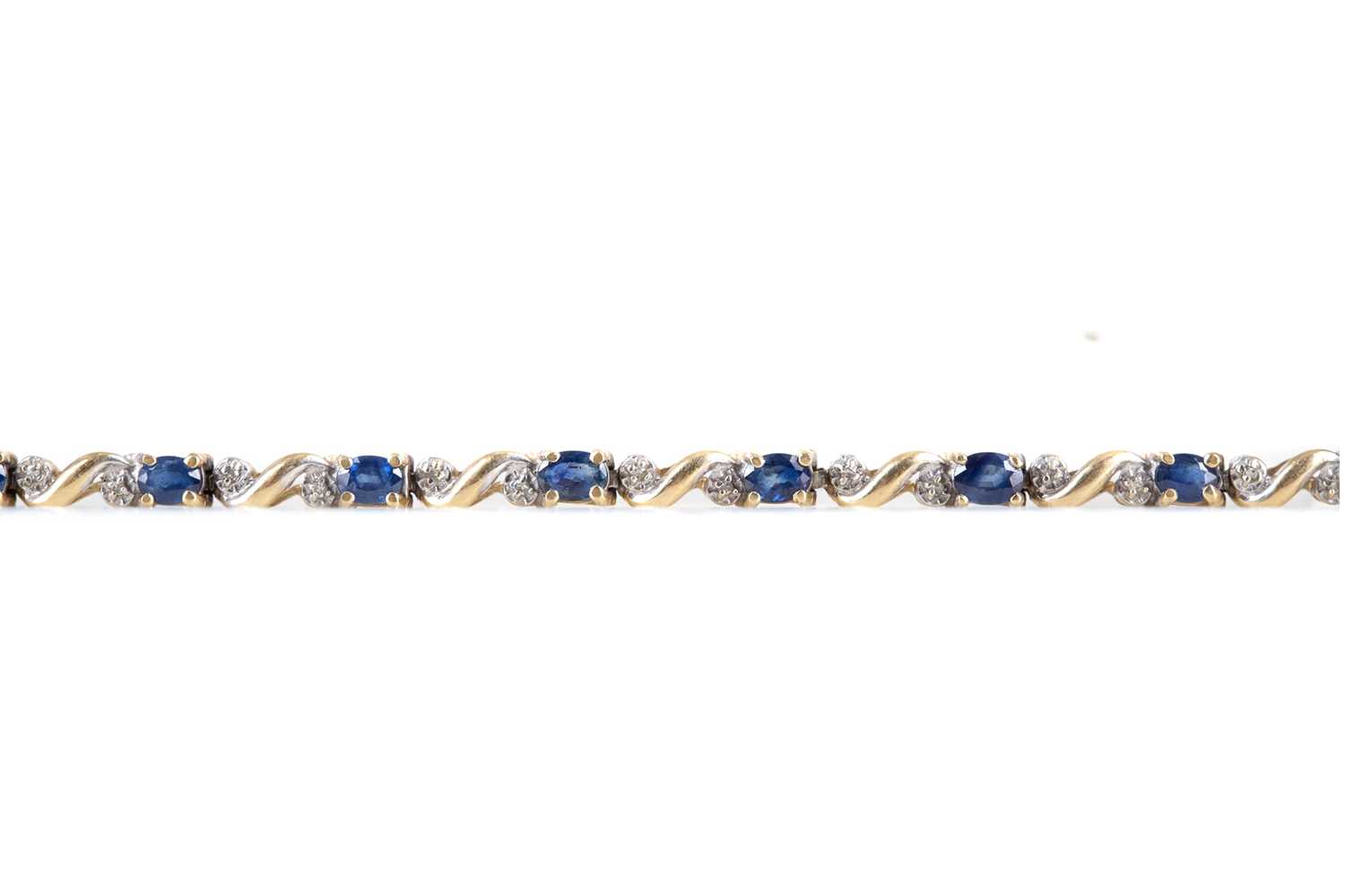 A SAPPHIRE AND MOISSANITE NECKLET AND A BRACELET - Image 2 of 2
