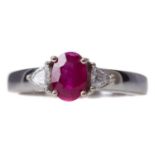 A RUBY AND DIAMOND RING