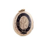 A VICTORIAN ENAMELLED MOURNING LOCKET