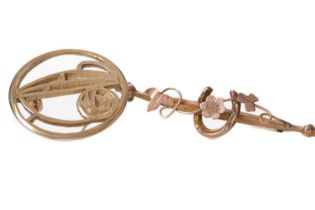 A GOLD RENNIE MACKINTOSH BROOCH ALONG WITH ONE OTHER