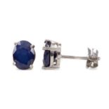 A PAIR OF SAPPHIRE STUD EARRINGS