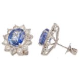 A PAIR OF IMPRESSIVE SAPPHIRE AND DIAMOND EARRINGS