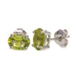 A PAIR OF PERIDOT STUD EARRINGS