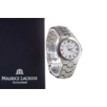 A LADY'S MAURICE LACROIX STAINLESS STEEL QUARTZ WRIST WATCH