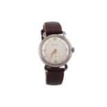 A GENTLEMAN'S JAEGER LE COULTRE STAINLESS STEEL MANUAL WIND WRIST WATCH