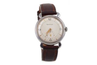 A GENTLEMAN'S JAEGER LE COULTRE STAINLESS STEEL MANUAL WIND WRIST WATCH
