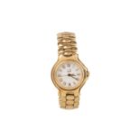 A LADY'S DUNHILL EIGHTEEN CARAT GOLD QUARTZ WRIST WATCH