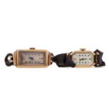 TWO LADY'S GOLD CASED MANUAL WIND WRIST WATCHES
