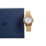 A LADY'S RAYMOND WEIL TANGO GOLD PLATED QUARTZ WRIST WATCH