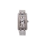 A LADY'S CARTIER TANK AMERICANE DIAMOND SET EIGHTEEN CARAT GOLD WRIST WATCH