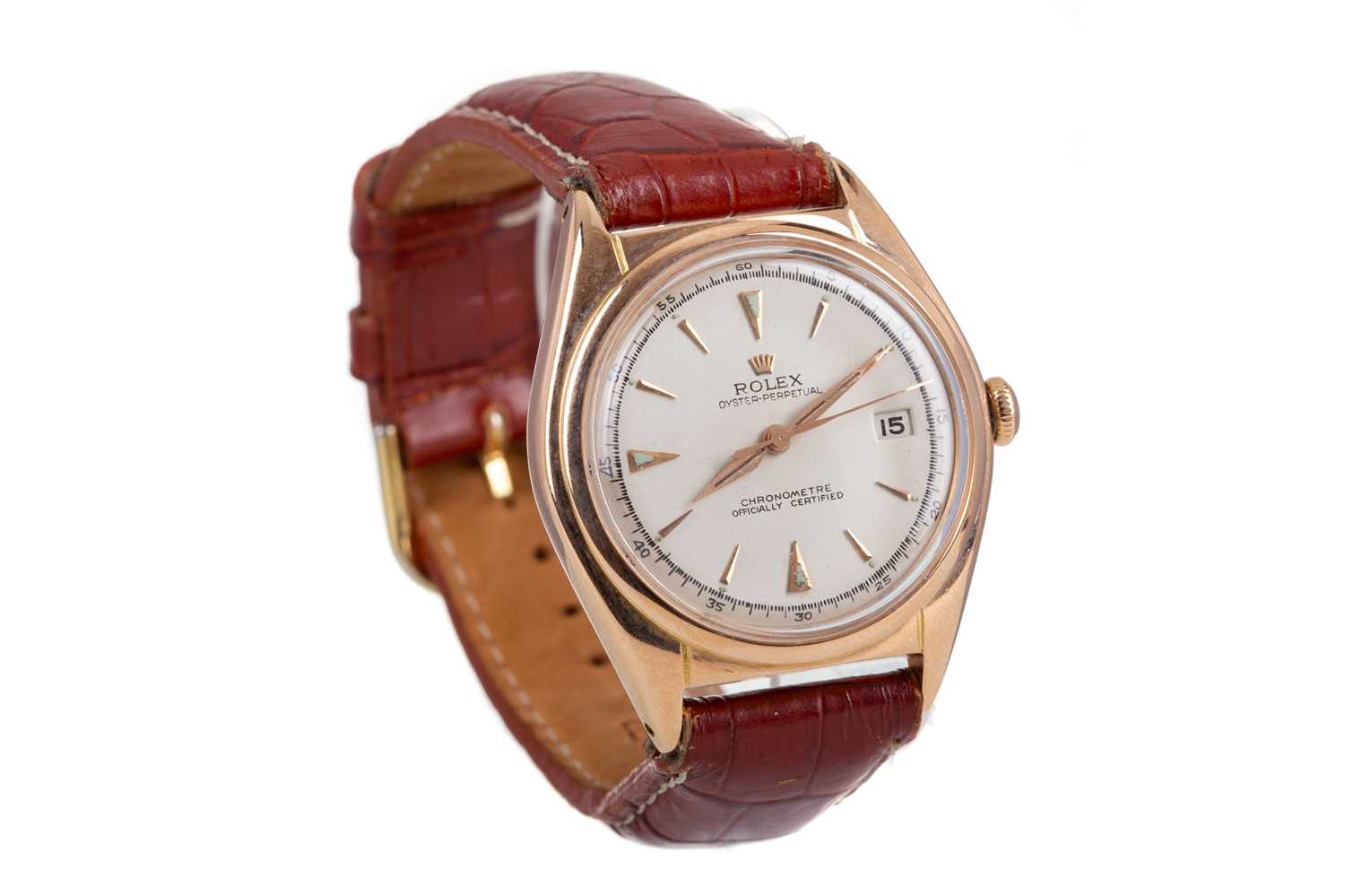 A GENTLEMAN'S ROLEX OYSTER PERPETUAL CHRONOMETRE EIGHTEEN CARAT ROSE GOLD MANUAL WIND WRIST WATCH - Image 2 of 3