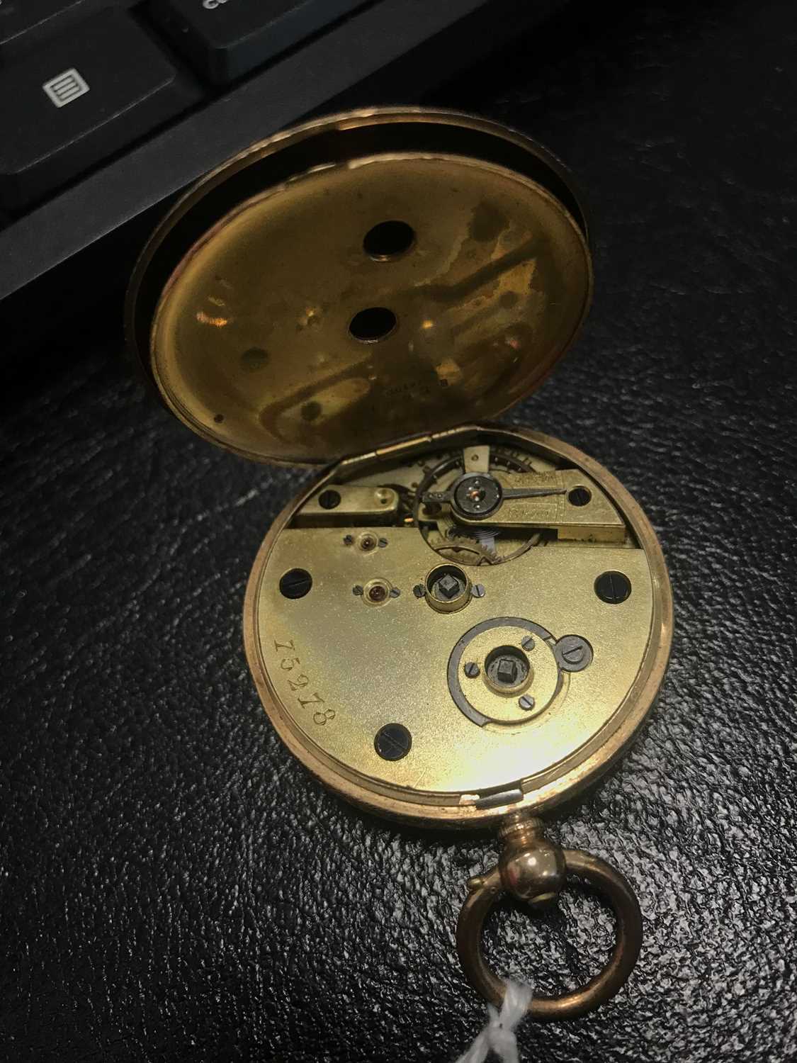 A FOURTEEN CARAT GOLD OPEN FACE FOB WATCH - Image 2 of 2