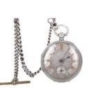 A VICTORIAN SILVER OPEN FACE POCKET WATCH