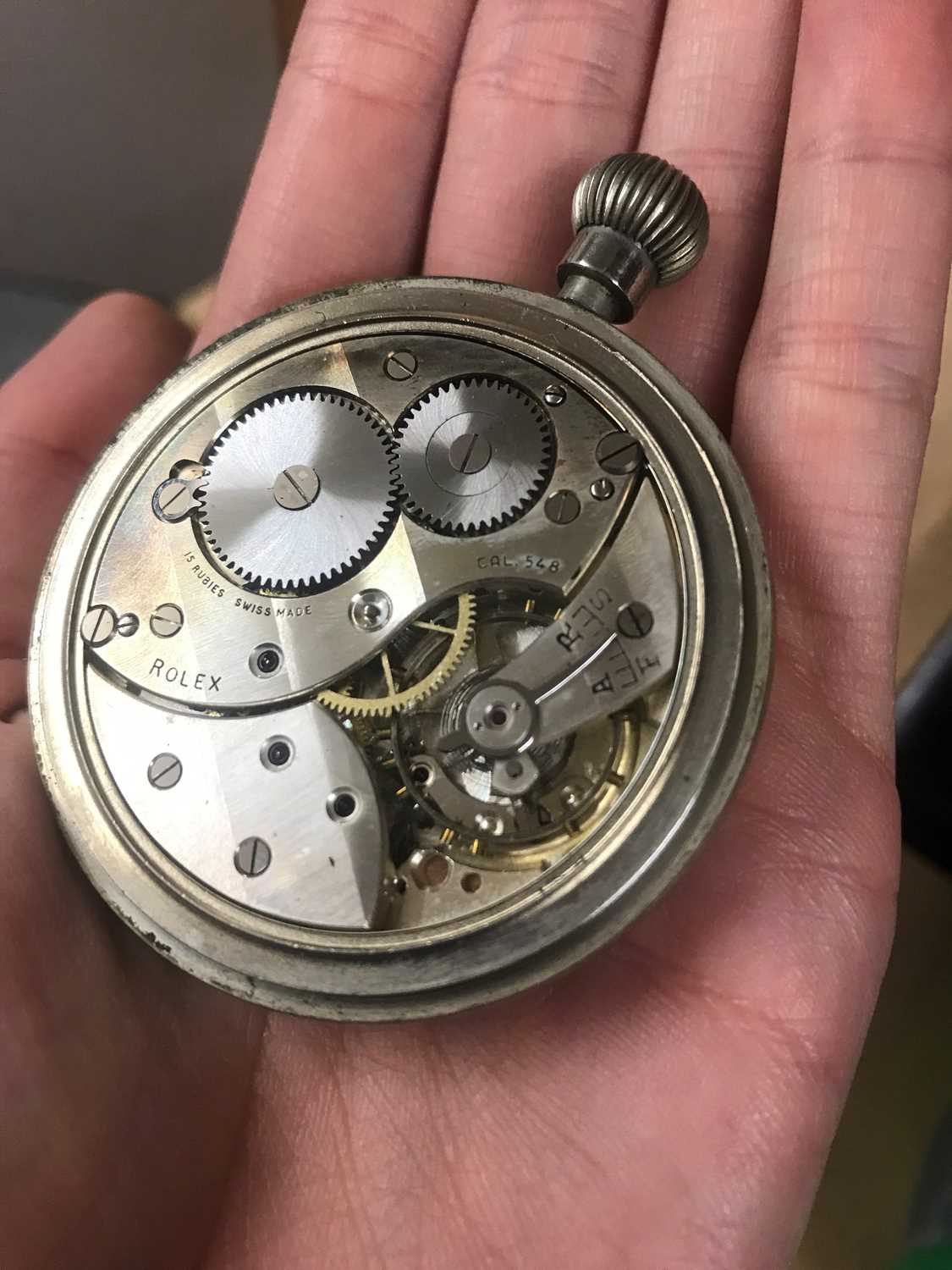 HISTORICALLY IMPORTANT WWII ROLEX MILITARY STAINLESS STEEL POCKET WATCH - Image 3 of 6