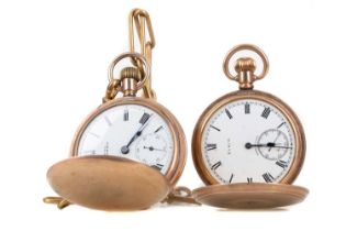TWO GOLD PLATED FULL HUNTER POCKET WATCHES