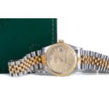 A GENTLEMAN'S ROLEX OYSTER PERPETUAL DATEJUST STAINLESS STEEL AUTOMATIC WRIST WATCH