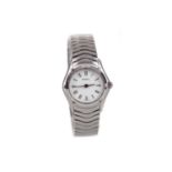 A LADY'S EBEL STAINLESS STEEL QUARTZ WRIST WATCH