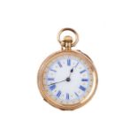 A LADY'S GOLD OPEN FACE POCKET WATCH